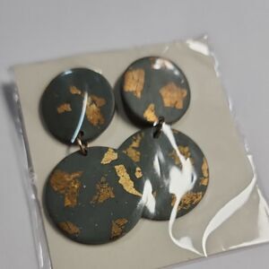 Gray and Gold Dangle Earrings